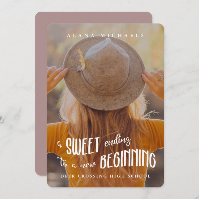 Convite Rosa de Festa de formatura de de Fotografia de Tip (Frente/Verso)