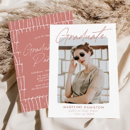 Convite Rosa de Festa de formatura Rosa de Script de Assin