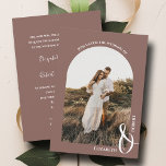 Convite Rosa de Foto Romântica Casamento de Taupe<br><div class="desc">Este convite romântico de casamento rosa taupe mostra sua foto na frente e seus detalhes da cerimônia no verso. CORRESPONDENTE a itens na nossa coleção.</div>