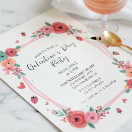 Convite Rosa de Galentines Day Party Floral
