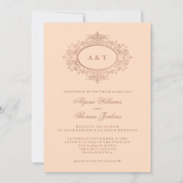 Convite Rosa de Glam Faux Dourado no Casamento Rosa