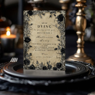 Convite Rosa de Halloween Soirée Gótica Black