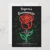 Rosa de hera com luz de néon vermelha brilhando 15