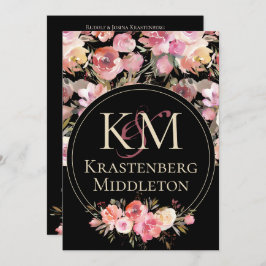 Convite Rosa de inverno do Monograma do Casamento Moody Es
