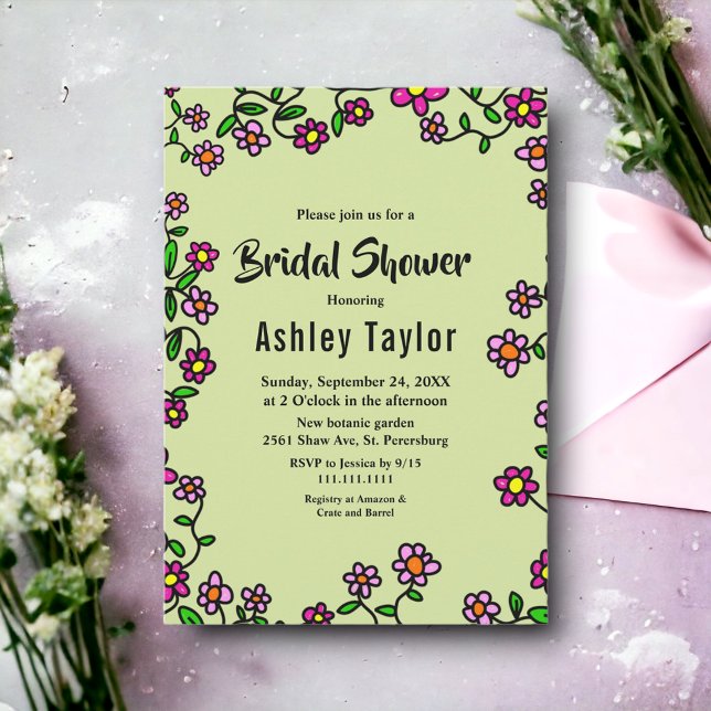 Convite Rosa de Jardim Botânico Chá de panela Floral (Criador carregado)