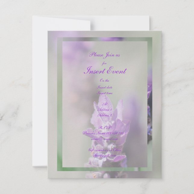 Convite Rosa de lavanda roxa casamento | Personalizar (Frente)