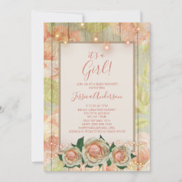 Convite Rosa de Madeira Mason Jar Light Chá de fraldas