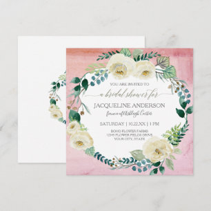 Convite Rosa de marfim russo-chá de panela do-com  aquarel