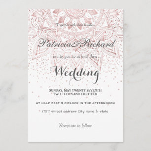 Convite Rosa de ouro legado, casamento confete