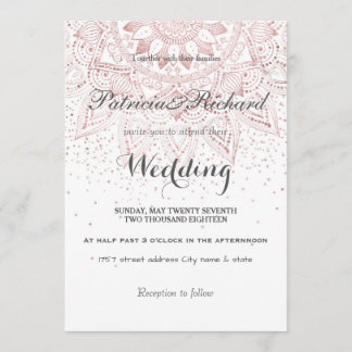 Convite Rosa de ouro legado, casamento confete