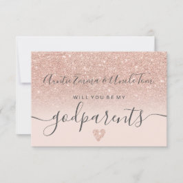 Convite Rosa de ouro moderno é meu batismo de padrinho