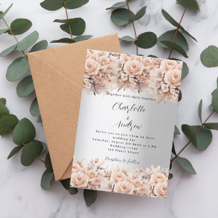 Convite Rosa de prata florais elegantes casamento de luxo