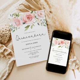 Convite Rosa de Quinceanera
