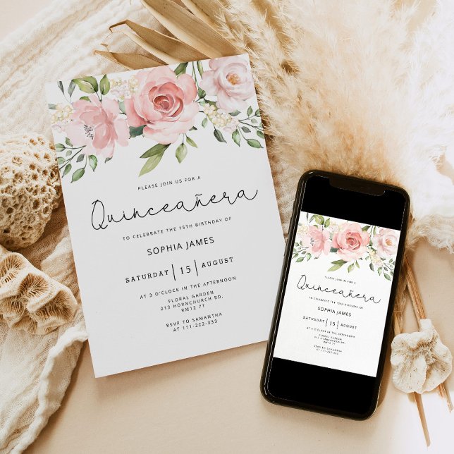 Convite Rosa de Quinceanera (Criador carregado)