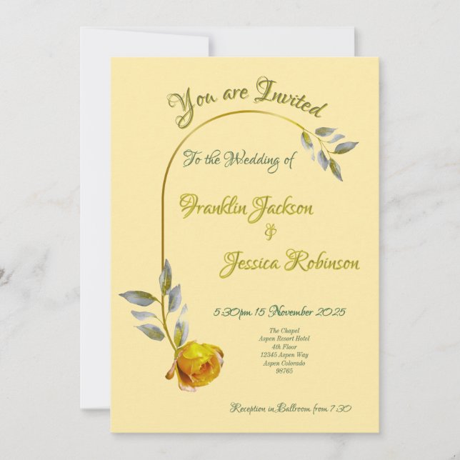 Convite Rosa de Rosa de Manteiga de Paz Suave Elegante e C (Frente)