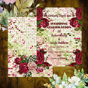 Convite Rosa de Russo Vermelho Chic Burgundy Personalizado