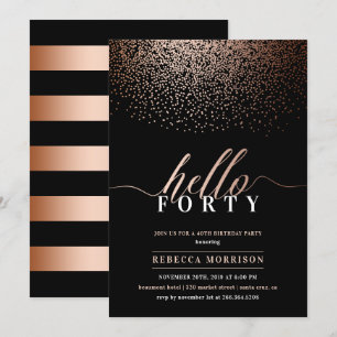 Convite Rosa de Sumário Dourado/Cobre Qualquer Festa de an