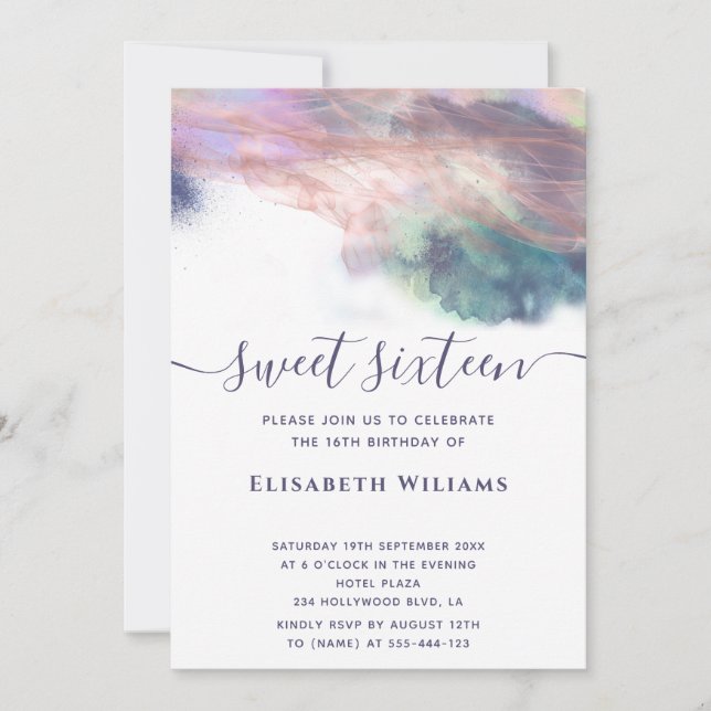 Convite rosa de tinta abstrato a álcool (Frente)