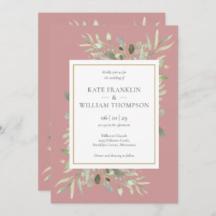 Convite Rosa De Um Casamento De Gelado Botânico