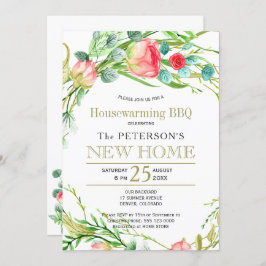 Convite Rosa de Verão novo churrasco elegante chic
