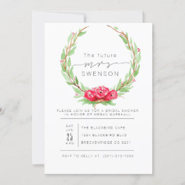 Convite Rosa de Watercolor Wreath Romântico | CHÁ DE PANEL