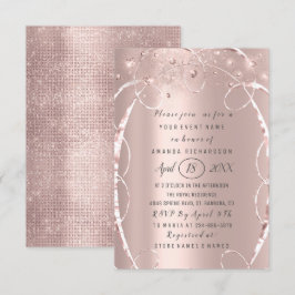Convite Rosa do chá de panela Dourado Confetti Sweet 16