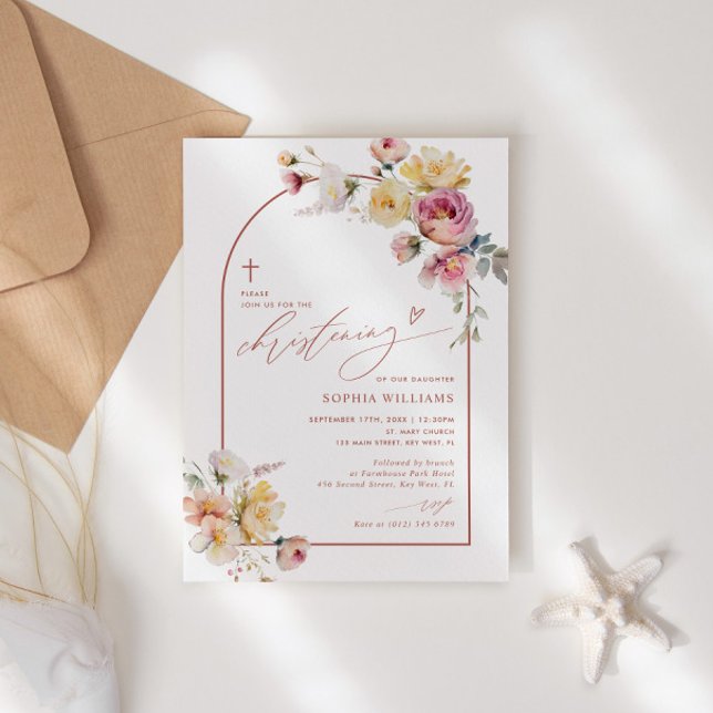 Convite Rosa do Jardim Boho Flores de Natal (Criador carregado)