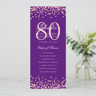 Convite Rosa do Programa de Aniversário do 80 Roxo Dourado