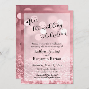 Convite Rosa Dourada brilho após a comemoração do casament