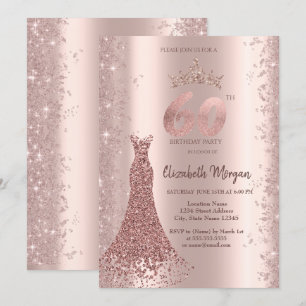 Convite Rosa Dourada Brilho Diamante Pó de Glitter Anivers