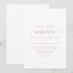 Convite Rosa Dourada Calliografia Nuestra Boda Wedding  