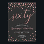 Convite Rosa Dourada Confetti Elegante 60º Aniversário Mul<br><div class="desc">Rosa Dourada Confetti Elegante 60º Aniversário Mulheres</div>