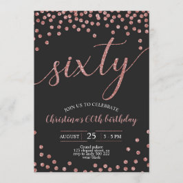 Convite Rosa Dourada Confetti Elegante 60º Aniversário Mul