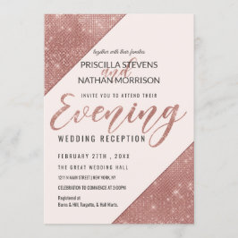 Convite Rosa Dourada Faux Sparparte Sequin Evening Noite