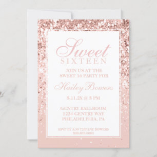 Convite Rosa Dourada Glitter Fab Sweet Sessenta