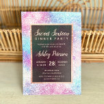 Convite rosa dourada nebulosa glitter tipografia Doce 16<br><div class="desc">Um moderno,  bonito chic e elegante nebulosa rosa-turquesa,  brilho com rosa dourado convite de festas Doce dezesseis. Perfeito para uma doce festa de aniversário de dezesseis.</div>