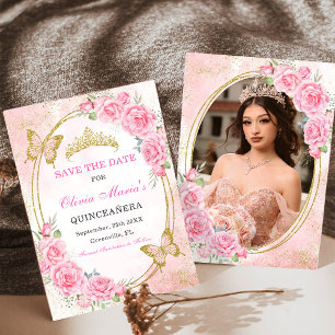 Convite Rosa Dourada Quinceanera Miss Quince 15 Guarde A D