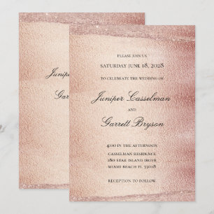 Convite Rosa Dourada Rhapsody Weding Elegante Espumante Do