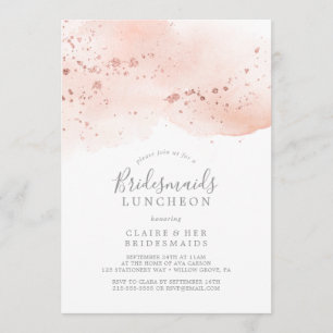 Convite Rosa Dourada Watercolor Bridesmaids Luncheids