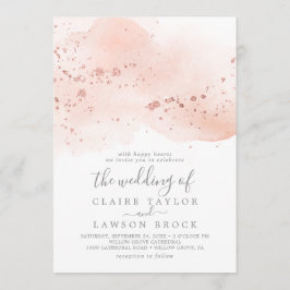 Convite Rosa Dourada Watercolor O Casamento De