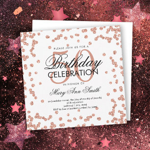 Convite Rosa Dourado 50º Aniversário Glitter Confetti Whit