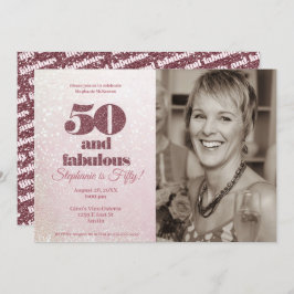 Convite Rosa Dourado 50 e Fabuloso aniversário Elegante 50