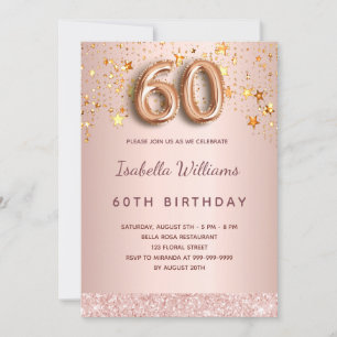 Convite Rosa dourado, 60.o aniversário