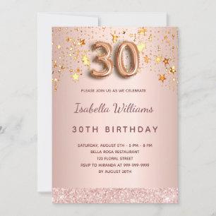 Convite Rosa dourado aniversário de 30 anos