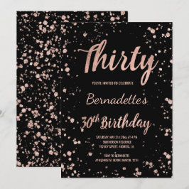 Convite rosa dourado aniversário de 30 anos