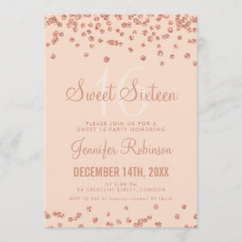 Convite Rosa Dourado Blush Sweet 16 Birthday Glitter Confe