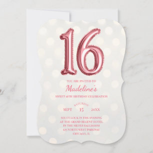 Convite Rosa Dourado Bokeh e Faux Foil 16º aniversário