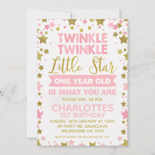 Convite Rosa Dourado brilha no Aniversário da Pequena Estr