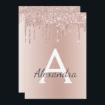 Convite Rosa Dourado - Brilhante rosa Doce Dezesseis Anive<br><div class="desc">Cor-de-rosa-pincelado - Rosa Dourado,  Brilhante-pingente-pingente-escumalha e folha metálica Doce 16 Monograma Nome e Convite de aniversário inicial. Este convite de luxo chique é perfeito para a Festa de aniversário Sparkle Glitter Sweet 16,  Rosa Dourada,  que procura celebrar na Rosa Rosa Rosa Rosa Rosa,  Dourada.</div>