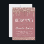 Convite Rosa Dourado brilho de brilho qualquer aniversário<br><div class="desc">Cor-de-rosa-reluzente - Rosa com brilho brilhante personalizado qualquer idade (13, 16, 18, 21rua, 30, 40.º, 50.º, 60.º) do Convite de aniversário. Este é o perfeito Convite de Aniversário Divertido e Trendy para uma Rosa moderna Elegante Dourada e brilhante Festa de aniversário Brilhante Rosa Brilhante Girly. Entre em contato com o...</div>